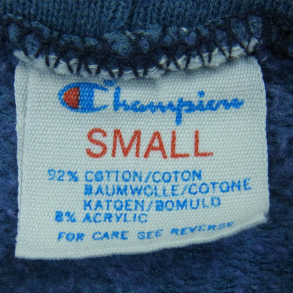 Champion チャンピオン 80s USA製 トリコタグ前期 プリント ラグラン パーカー コットン アクリル ブルー系 S【中古】