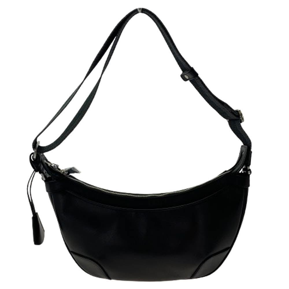 aniary アニアリ 01-03007 Antique Leather Shoulder アンティーク レザー バルケッタ 舟型 スムース革 ショルダー バッグ ブラック系【新古品】【未使用】【中古】