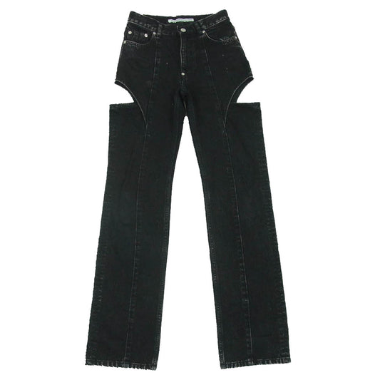 JOHN LAWRENCE SULLIVAN ジョンローレンスサリバン 20C022-0323-36 WASHED DENIM HOLLOWED OUT DENIM PANTS カットアウト ウォッシュド デニム パンツ ブラック系 XS【中古】
