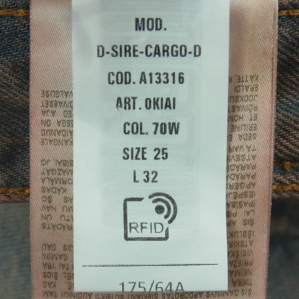 DIESEL ディーゼル A13316 D-SIRE-CARGO-D カーゴ デニム パンツ チュニジア製 インディゴブルー系 W25 L32【中古】