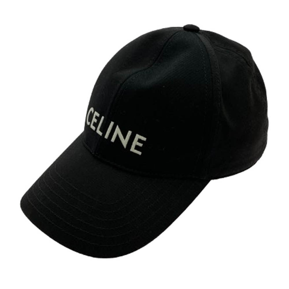 CELINE セリーヌ 2AUA1242 ロゴ刺繍 ベースボール キャップ 帽子 ブラック系 S【中古】