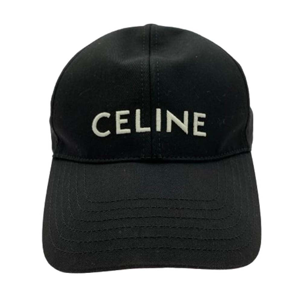 CELINE セリーヌ 2AUA1242 ロゴ刺繍 ベースボール キャップ 帽子 ブラック系 S【中古】