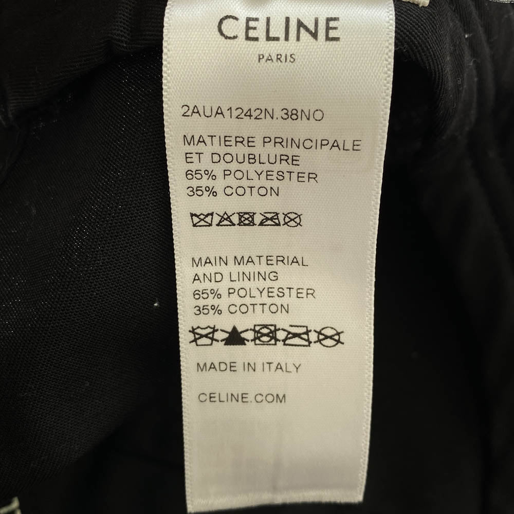 CELINE セリーヌ 2AUA1242 ロゴ刺繍 ベースボール キャップ 帽子 ブラック系 S【中古】