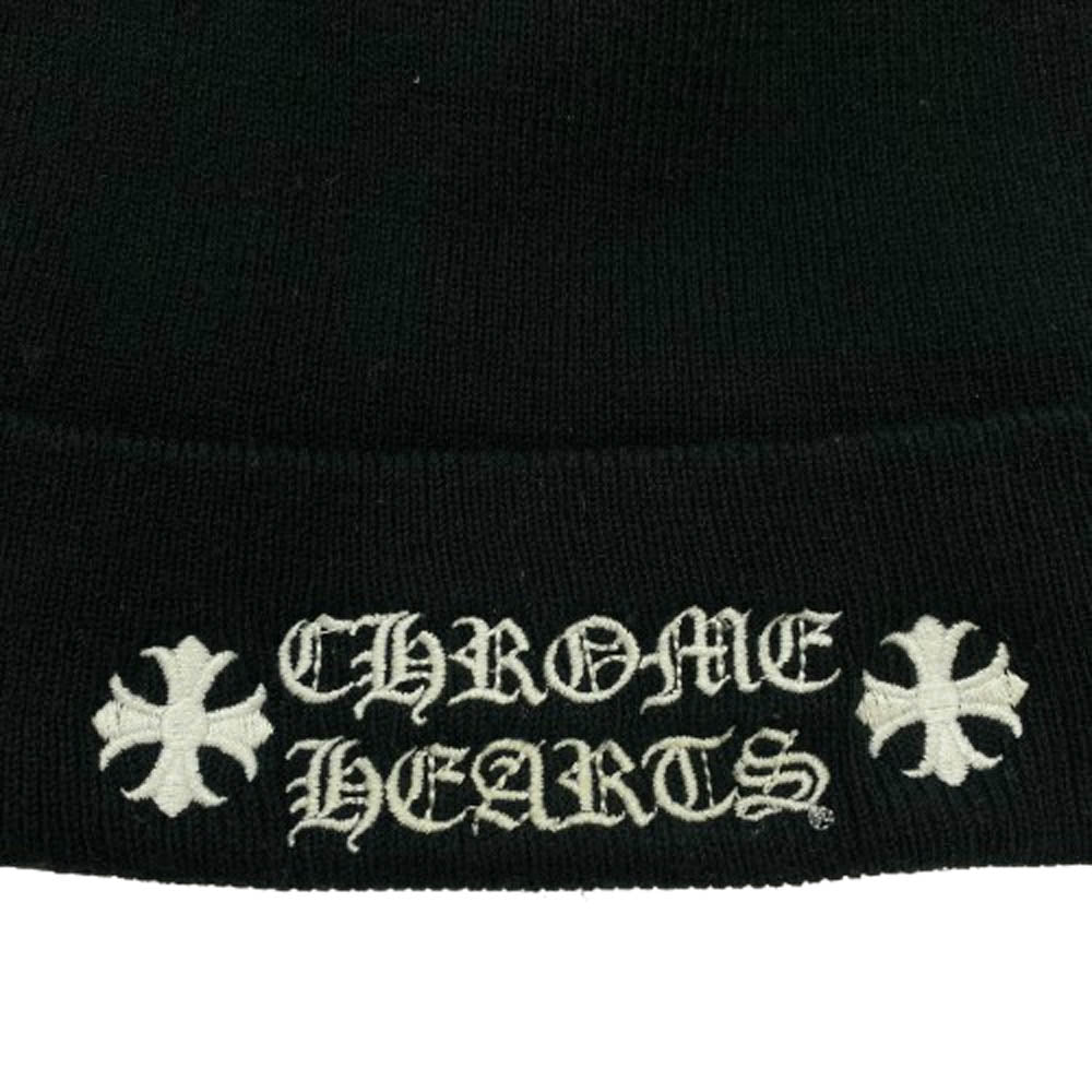CHROME HEARTS クロムハーツ（原本無） WATCH CAP ワッチ キャップ ロゴ刺繍 アクリル ビーニー ニット帽 ブラック系【中古】