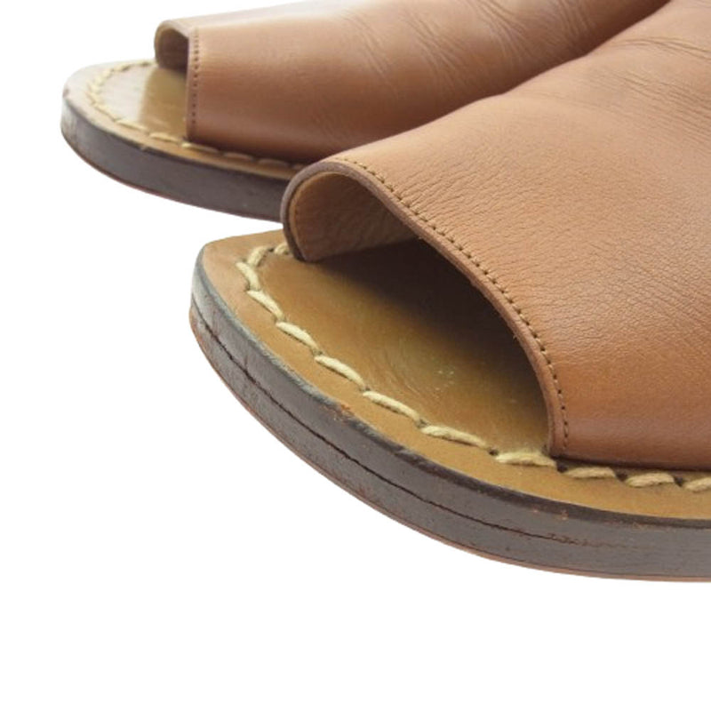 HERMES エルメス オープントゥ レザー サンダル ブラウン系 36【中古 