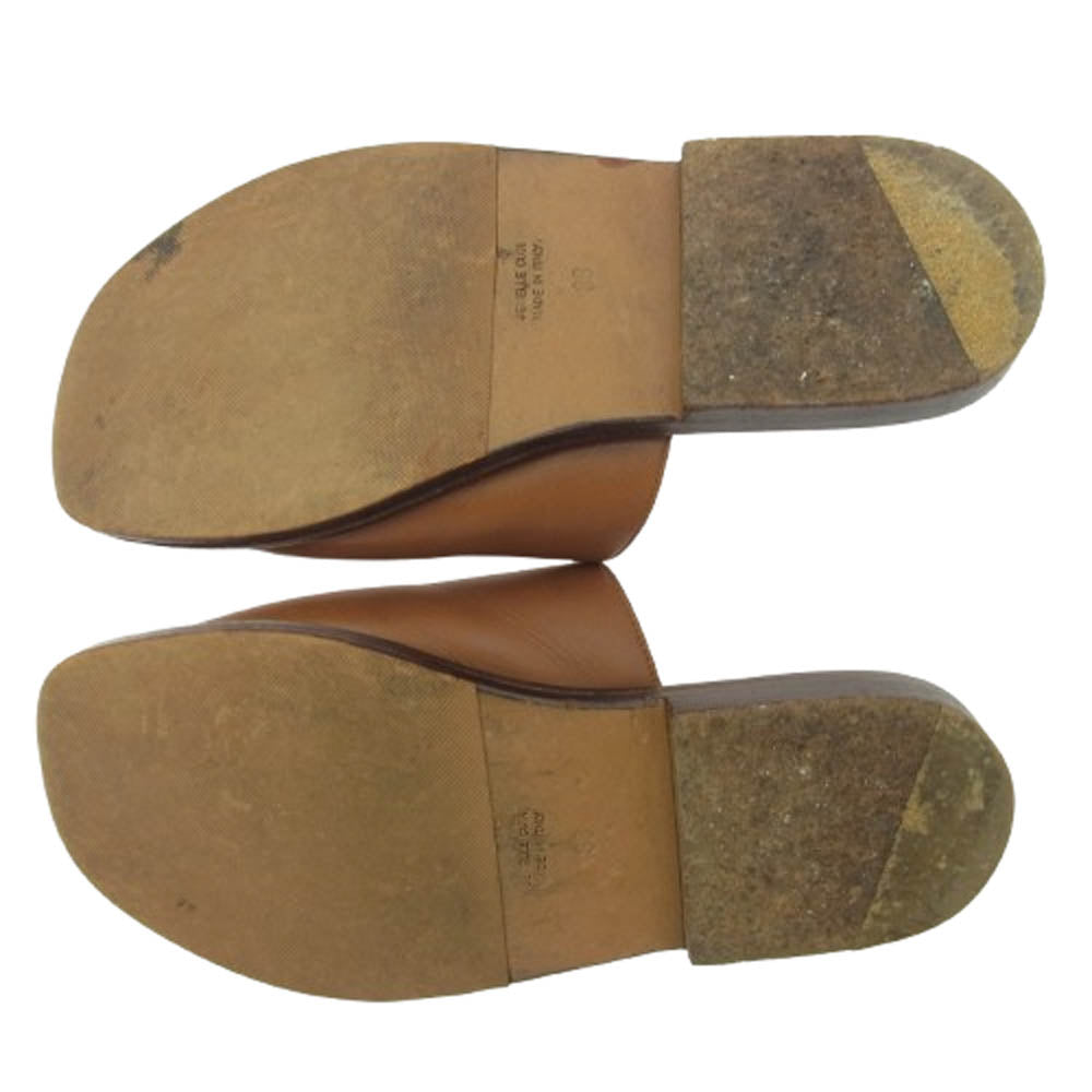 HERMES エルメス オープントゥ レザー サンダル ブラウン系 36【中古】