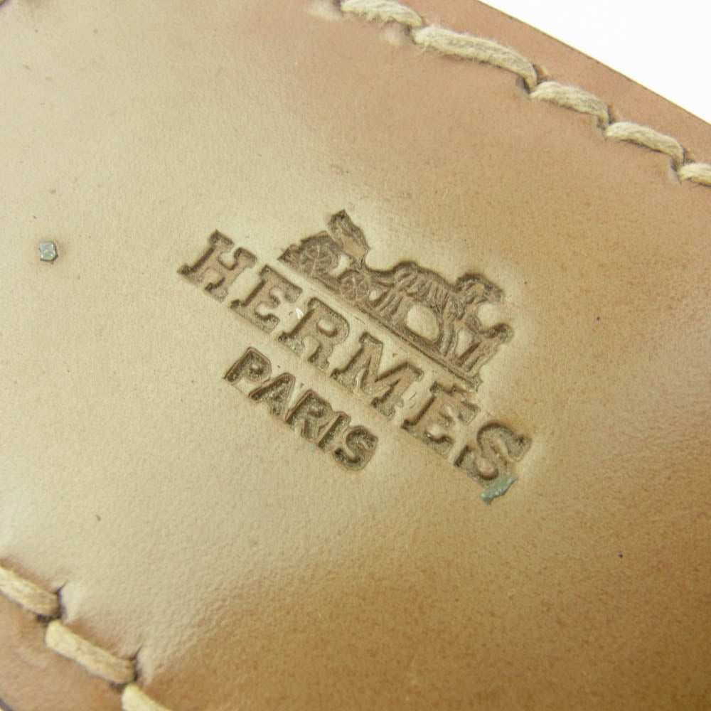 HERMES エルメス オープントゥ レザー サンダル ブラウン系 36【中古】