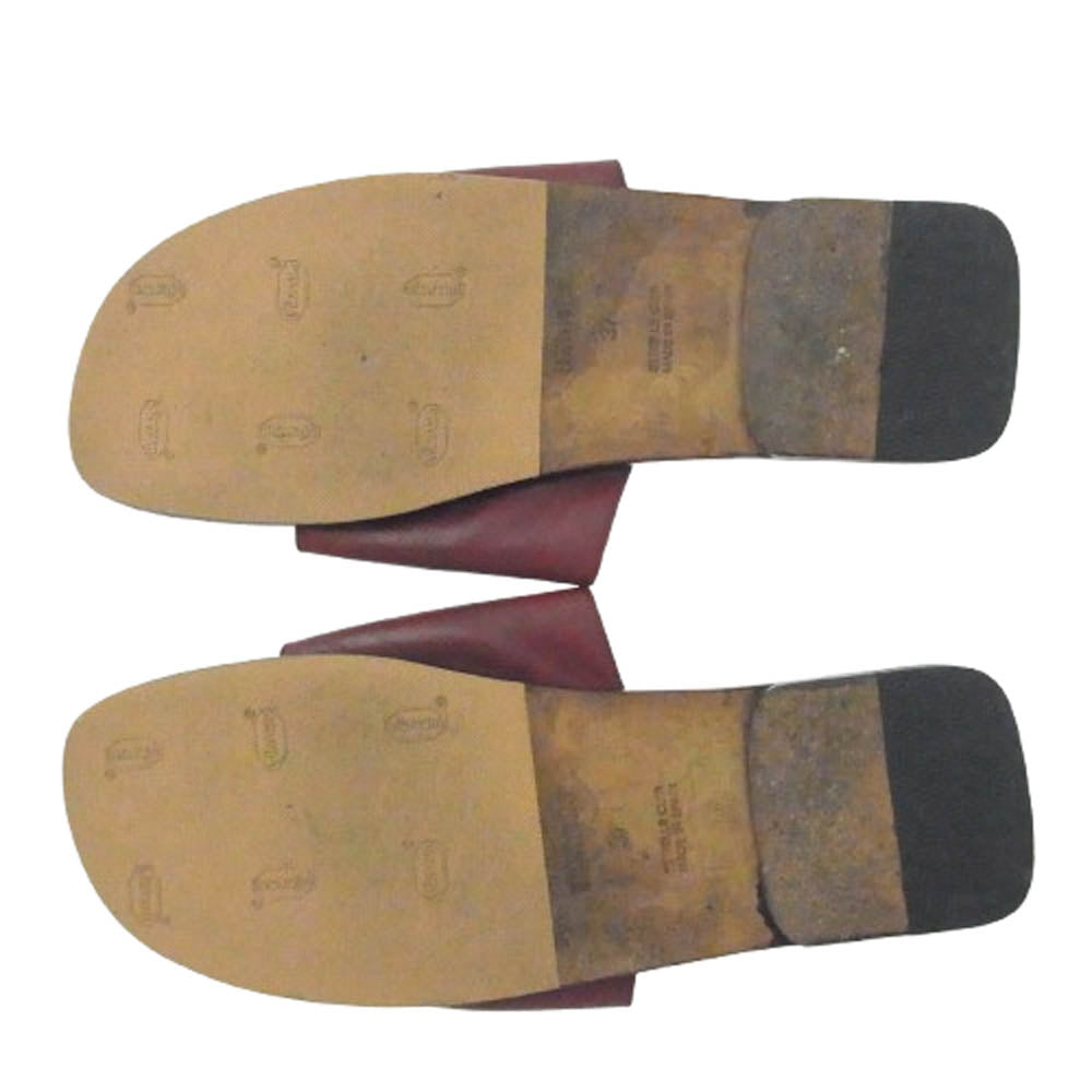 HERMES エルメス Hロゴ レザー サンダル ワインレッド系 37【中古】