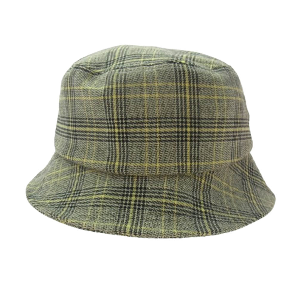 STUSSY ステューシー チェック柄 バケットハット 帽子 ベージュ系 イエロー系 ブラック系 L/XL【中古】