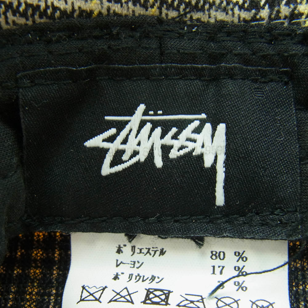 STUSSY ステューシー チェック柄 バケットハット 帽子 ベージュ系 イエロー系 ブラック系 L/XL【中古】