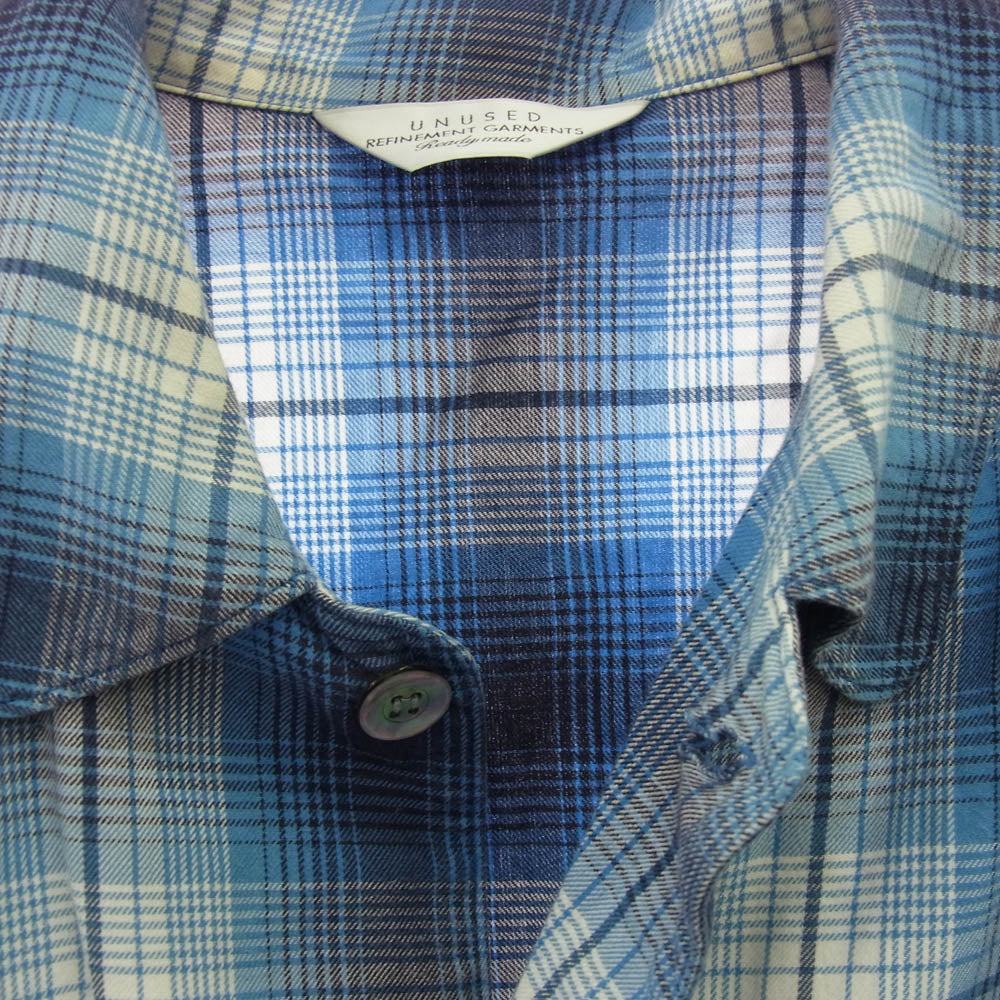 UNUSED アンユーズド 15SS US0968 OMBRE CHECK PAJAMA SHIRT オンブレチェック パジャマ シャツ オフホワイト系 ブルー系 XL【中古】