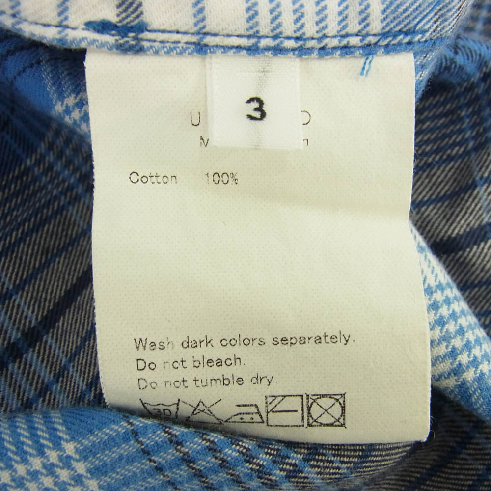 UNUSED アンユーズド 15SS US0968 OMBRE CHECK PAJAMA SHIRT オンブレチェック パジャマ シャツ オフホワイト系 ブルー系 XL【中古】