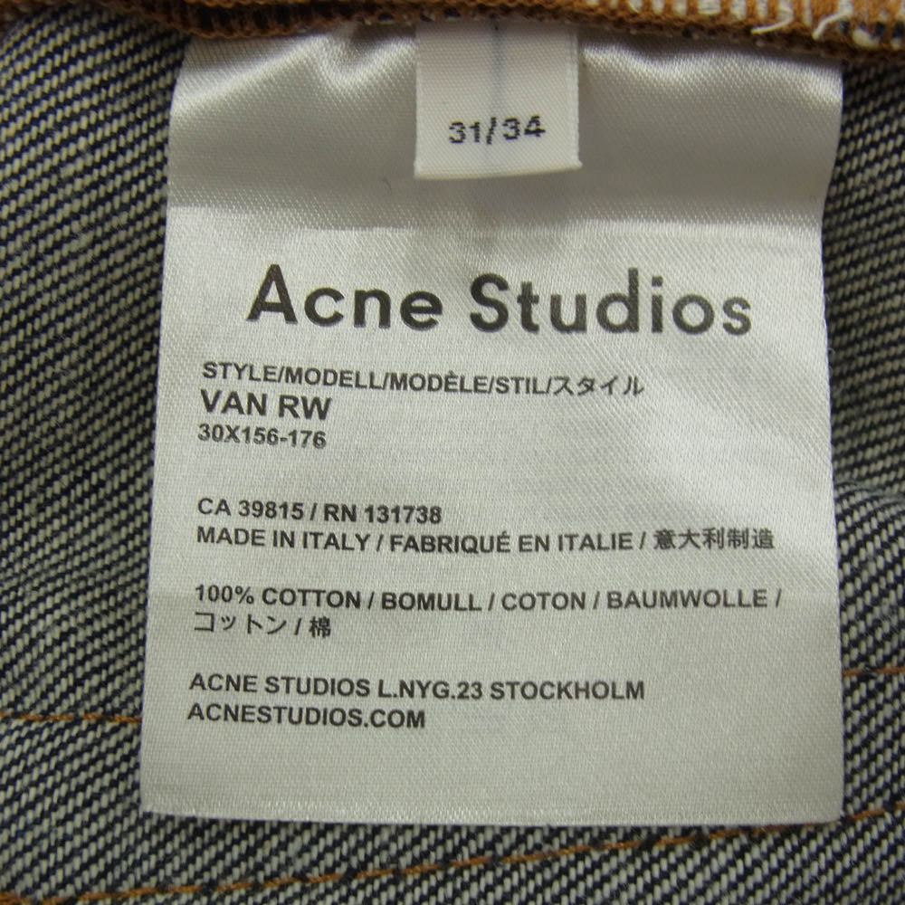 ACNE STUDIOS アクネストゥディオズ 30X156-176 Van Rw インディゴ デニム パンツ インディゴブルー系 31【中古】