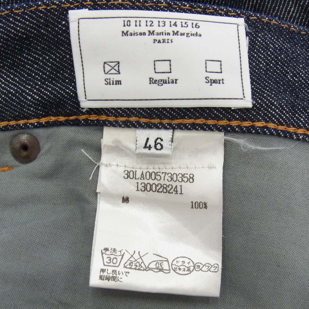 MAISON MARTIN MARGIELA メゾンマルタンマルジェラ 30LA005730358 ボタンフライ スリムフィット ストレート ジーンズ デニム パンツ インディゴブルー系 10【中古】