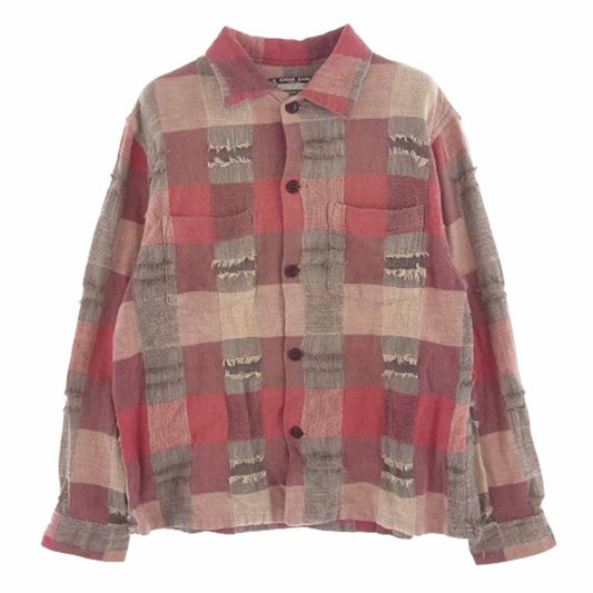SUGAR CANE シュガーケーン 321-M21163 ダメージ加工 チェック 長袖 シャツ ピンク系【中古】