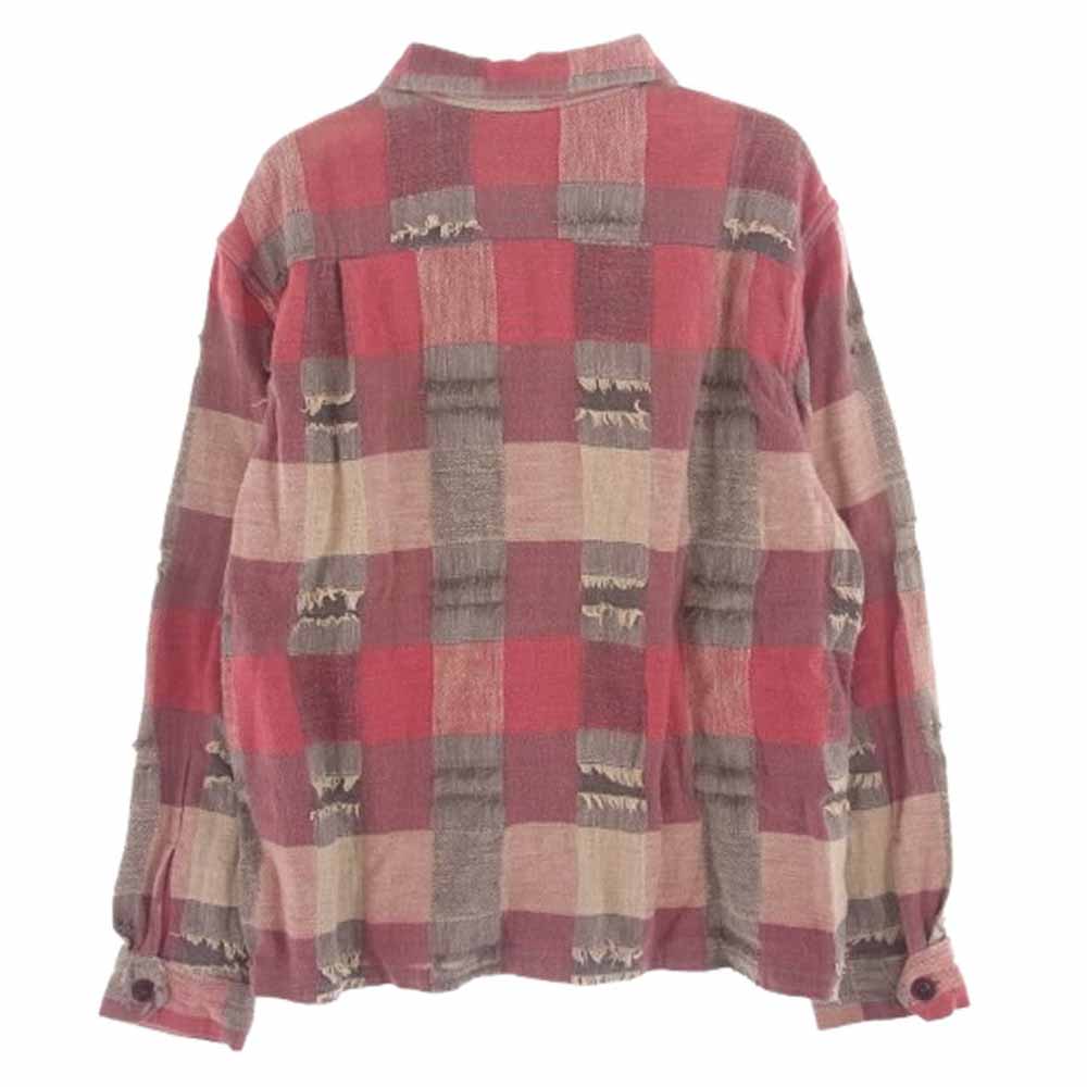 SUGAR CANE シュガーケーン 321-M21163 ダメージ加工 チェック 長袖 シャツ ピンク系【中古】