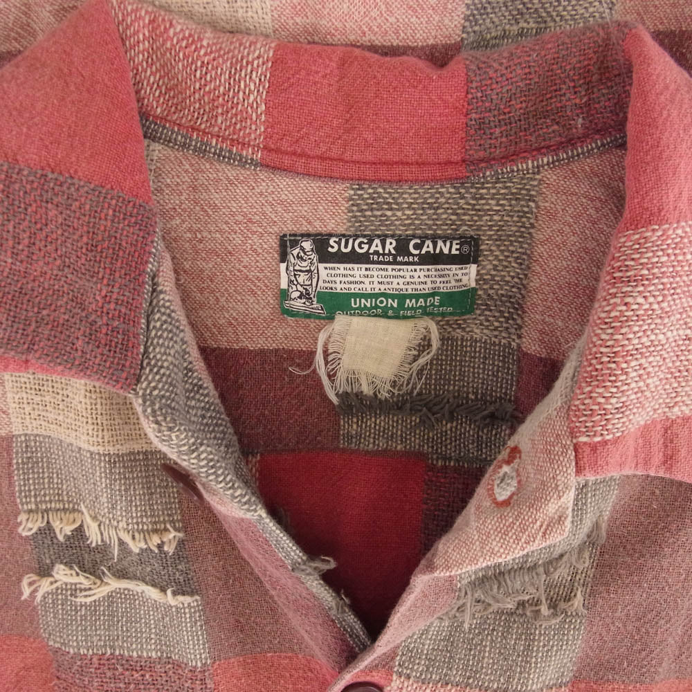 SUGAR CANE シュガーケーン 321-M21163 ダメージ加工 チェック 長袖 シャツ ピンク系【中古】
