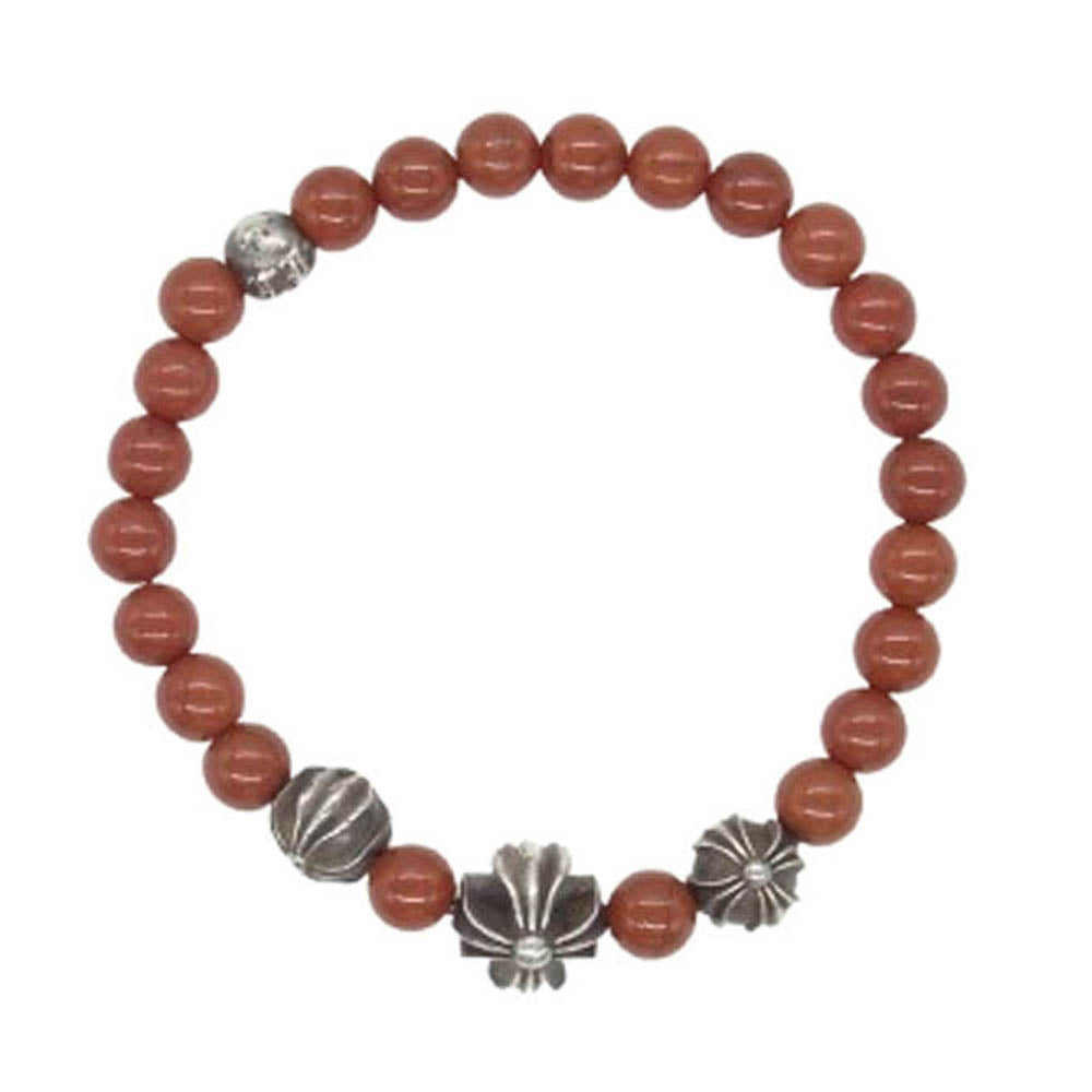 CHROME HEARTS クロムハーツ（原本無） BEAD 6mm ビーズ ブレスレット シルバーパーツ4個 レッド系 シルバー系【中古】