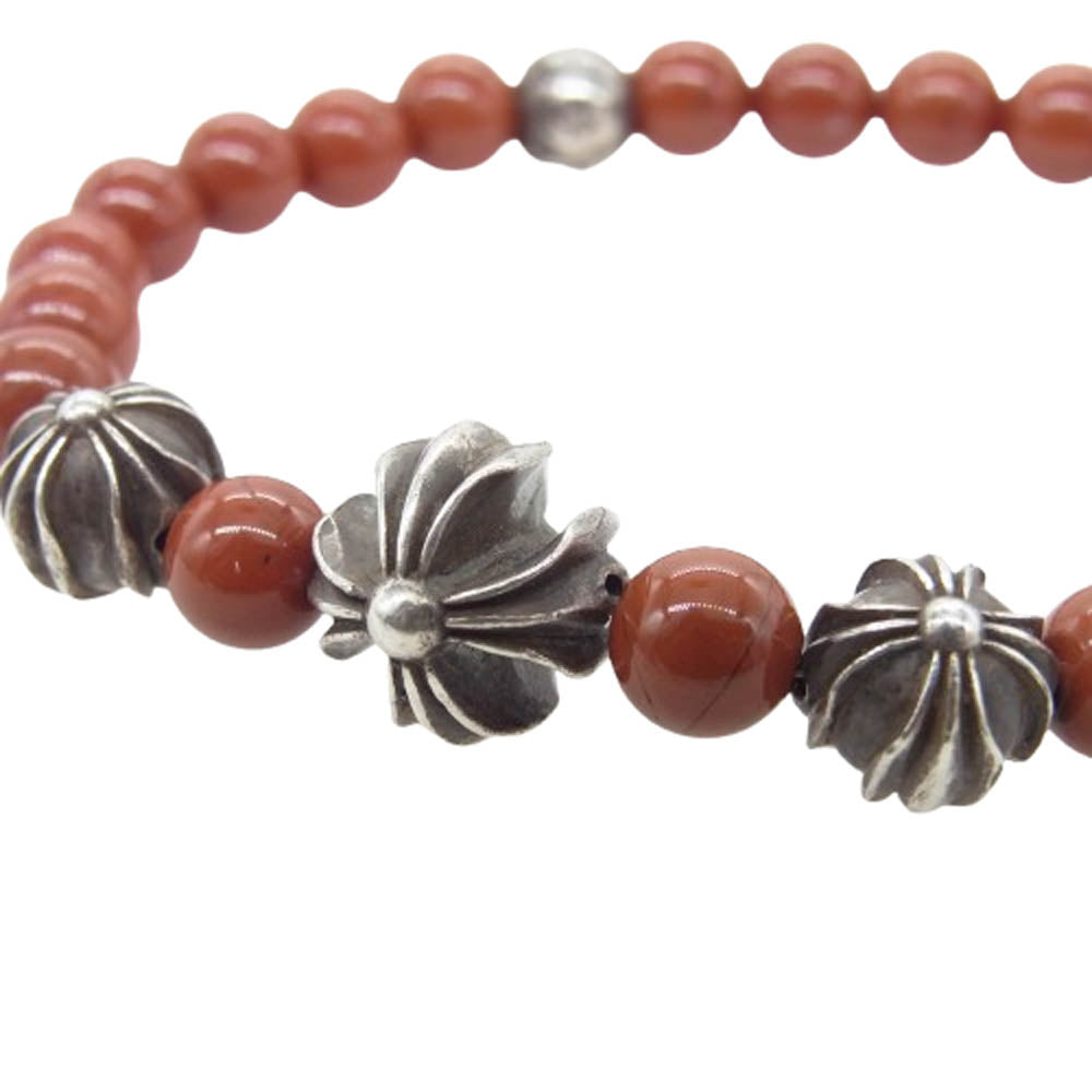 CHROME HEARTS クロムハーツ（原本無） BEAD 6mm ビーズ ブレスレット シルバーパーツ4個 レッド系 シルバー系【中古】