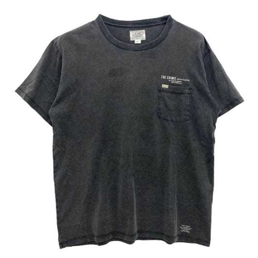 CRIMIE クライミー CR1-02A1-CS01 VINTAGE OVERDYE THE CR POCKET T SHIRT ヴィンテージ オーバーダイ グラフィックプリント ポケット クルーネック 半袖 Tシャツ グレー系 XL【中古】
