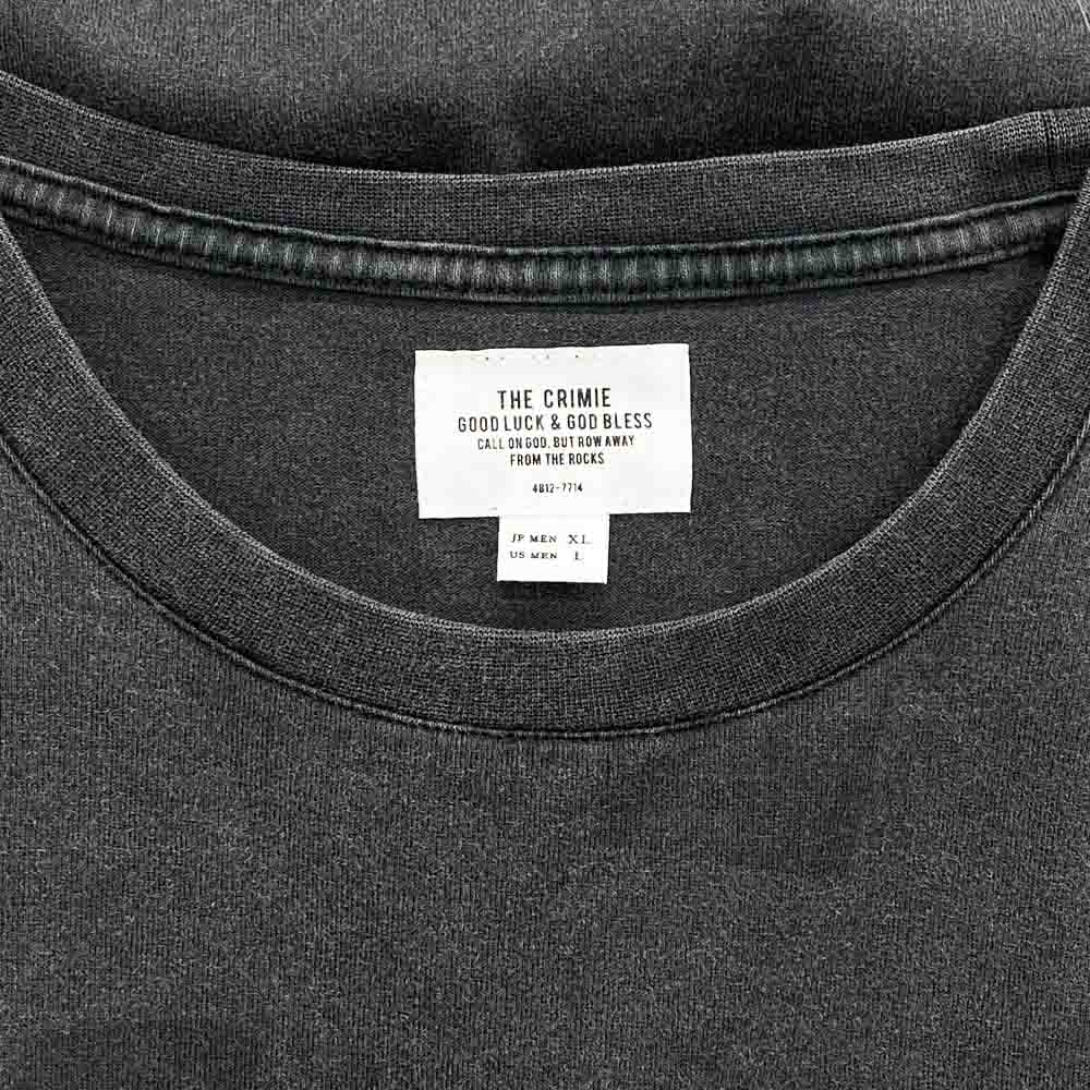CRIMIE クライミー CR1-02A1-CS01 VINTAGE OVERDYE THE CR POCKET T SHIRT ヴィンテージ オーバーダイ グラフィックプリント ポケット クルーネック 半袖 Tシャツ グレー系 XL【中古】