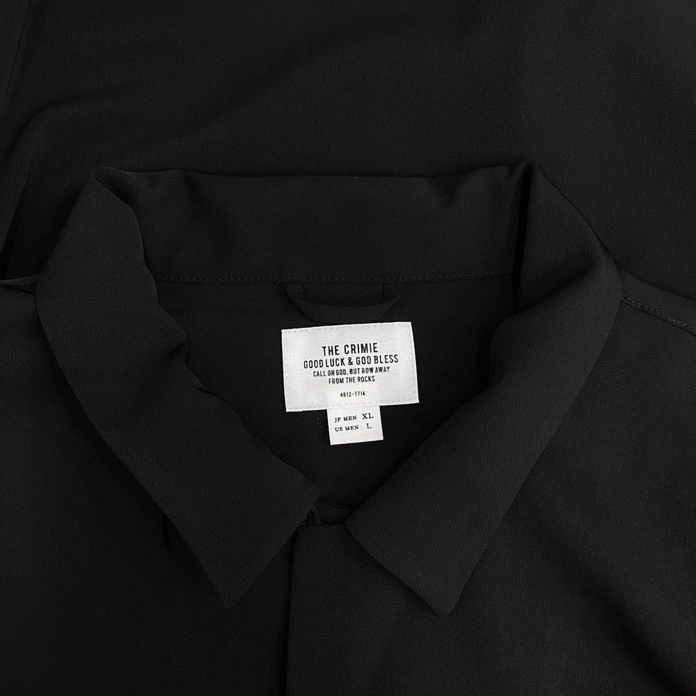 CRIMIE クライミー CR1-02A1-SS04 ロゴステッチ 半袖 オープンカラー シャツ ブラック系 XL【中古】