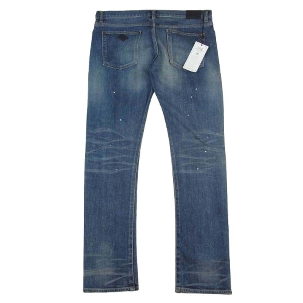 CRIMIE クライミー C1G5-PT10 BORN FREE GARAGE USED SELVEDGE STRETCH DENIM PANTS ペイント ダメージ加工 セルビッチ ストレッチ デニム パンツ インディゴブルー系 XL【中古】