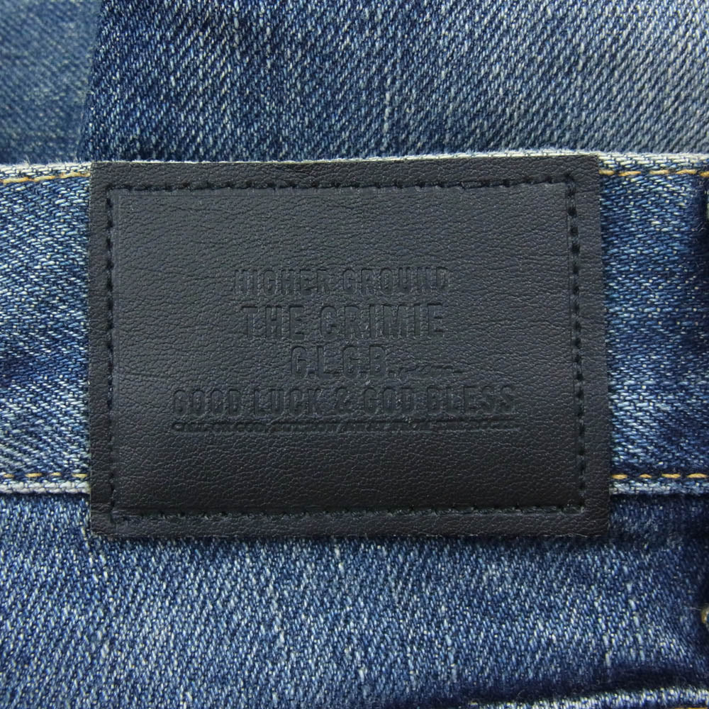 CRIMIE クライミー C1G5-PT10 BORN FREE GARAGE USED SELVEDGE STRETCH DENIM PANTS ペイント ダメージ加工 セルビッチ ストレッチ デニム パンツ インディゴブルー系 XL【中古】