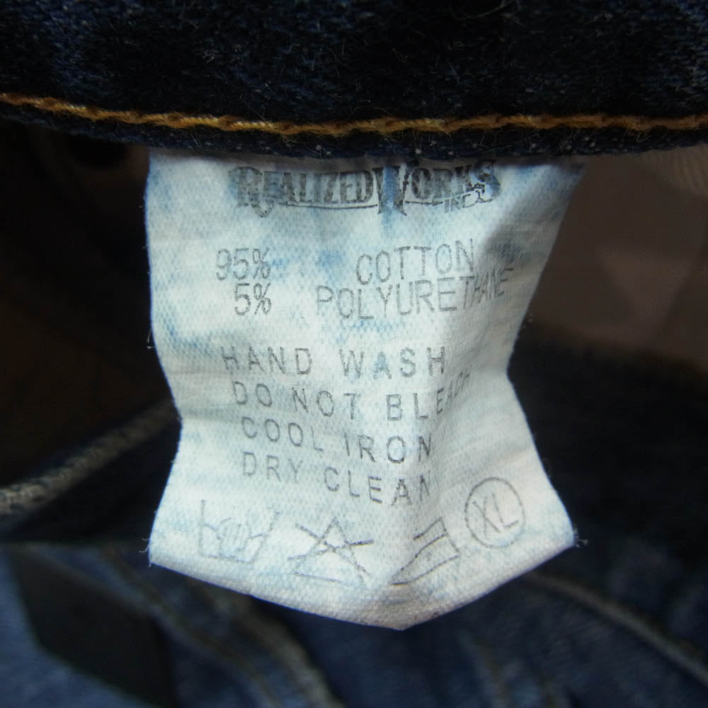 CRIMIE クライミー C1G5-PT10 BORN FREE GARAGE USED SELVEDGE STRETCH DENIM PANTS ペイント ダメージ加工 セルビッチ ストレッチ デニム パンツ インディゴブルー系 XL【中古】