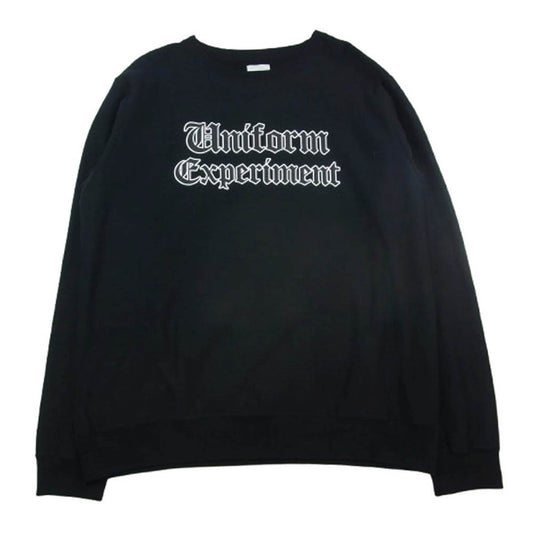 uniform experiment ユニフォームエクスペリメント GOTHIC LOGO CREWNECK SWEAT ゴシックロゴ クルーネック スウェット ブラック系 4【中古】