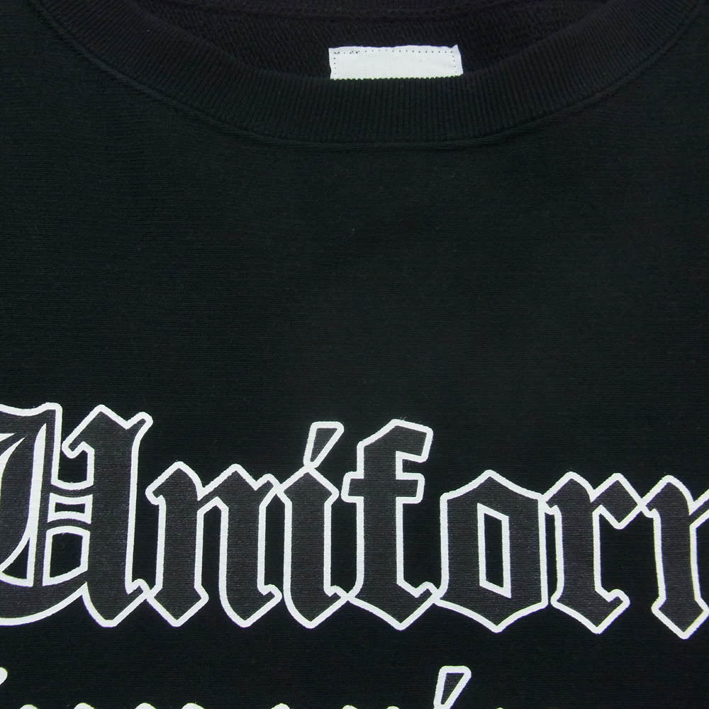 uniform experiment ユニフォームエクスペリメント GOTHIC LOGO CREWNECK SWEAT ゴシックロゴ クルーネック スウェット ブラック系 4【中古】