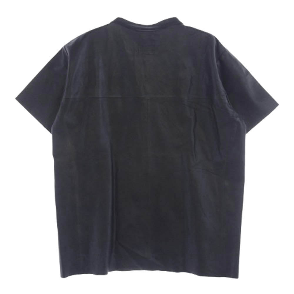 CRIMIE クライミー 21SS CR1-02A1-SS31 LEATHER HENRLY NECK SHIRT ラムレザー ヘンリーネック 半袖 シャツ プルオーバー ブラック系 XXL【中古】