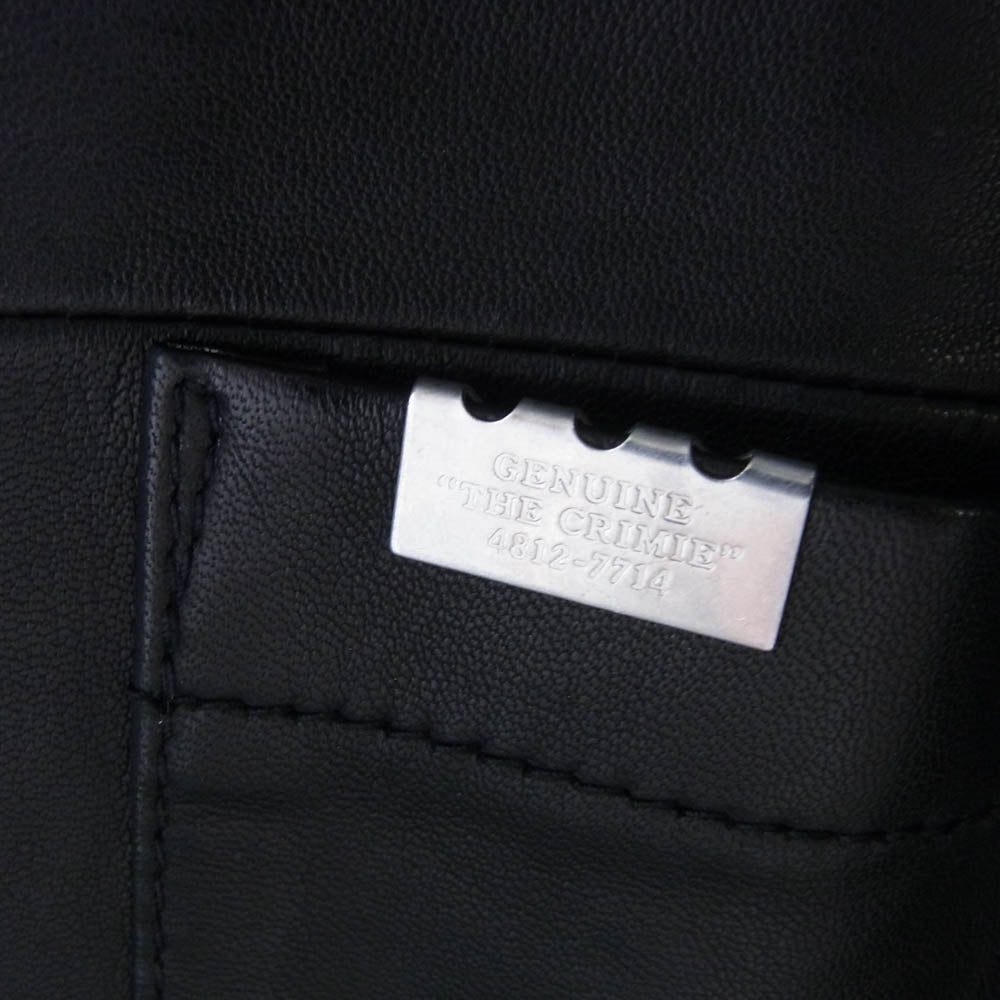 CRIMIE クライミー 21SS CR1-02A1-SS31 LEATHER HENRLY NECK SHIRT ラムレザー ヘンリーネック 半袖 シャツ プルオーバー ブラック系 XXL【中古】