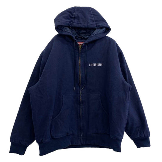 HideandSeek ハイドアンドシーク 24AW Zip Hooded Work Jacket フルジップ フーデッド ダック ジャケット ネイビー系 L【中古】