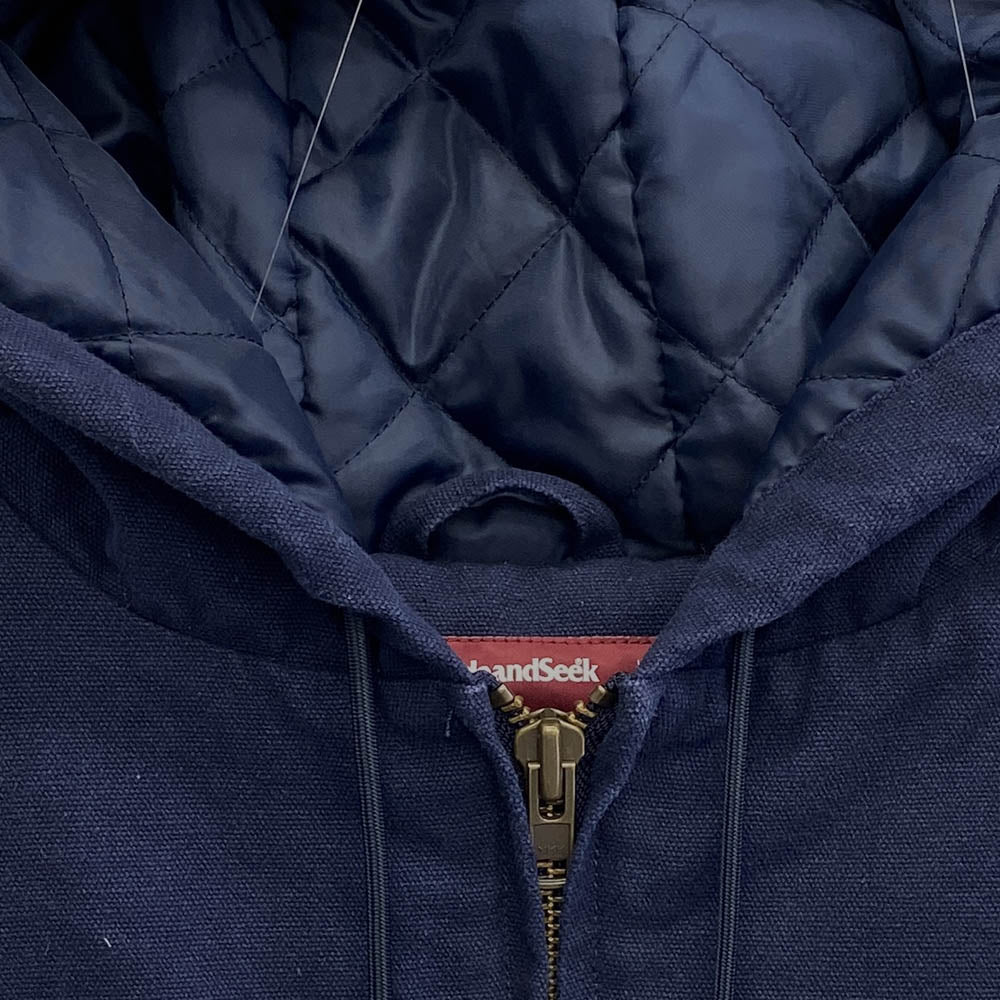 HideandSeek ハイドアンドシーク 24AW Zip Hooded Work Jacket フルジップ フーデッド ダック ジャケット ネイビー系 L【中古】