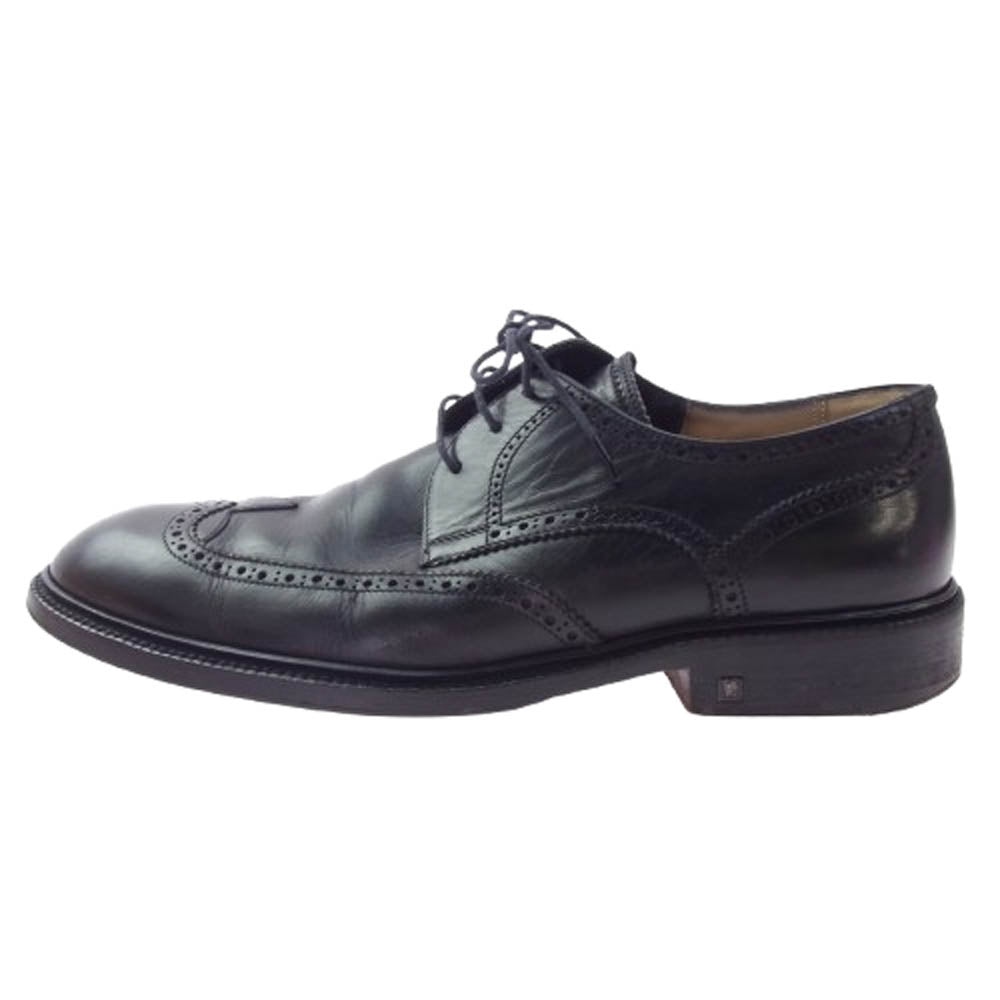 LOUIS VUITTON ルイ・ヴィトン ウイングチップ レースアップ レザー シューズ ブラック系 6.5【中古】