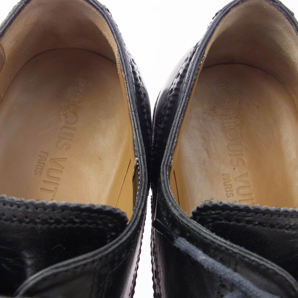 LOUIS VUITTON ルイ・ヴィトン ウイングチップ レースアップ レザー シューズ ブラック系 6.5【中古】
