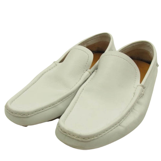 GUCCI グッチ 155991 レザー ドライビングシューズ ローファー ホワイト系 39.5【中古】