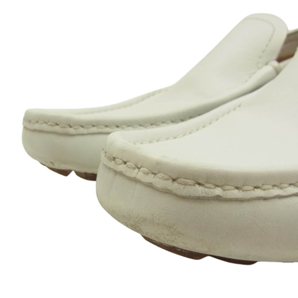 GUCCI グッチ 155991 レザー ドライビングシューズ ローファー ホワイト系 39.5【中古】