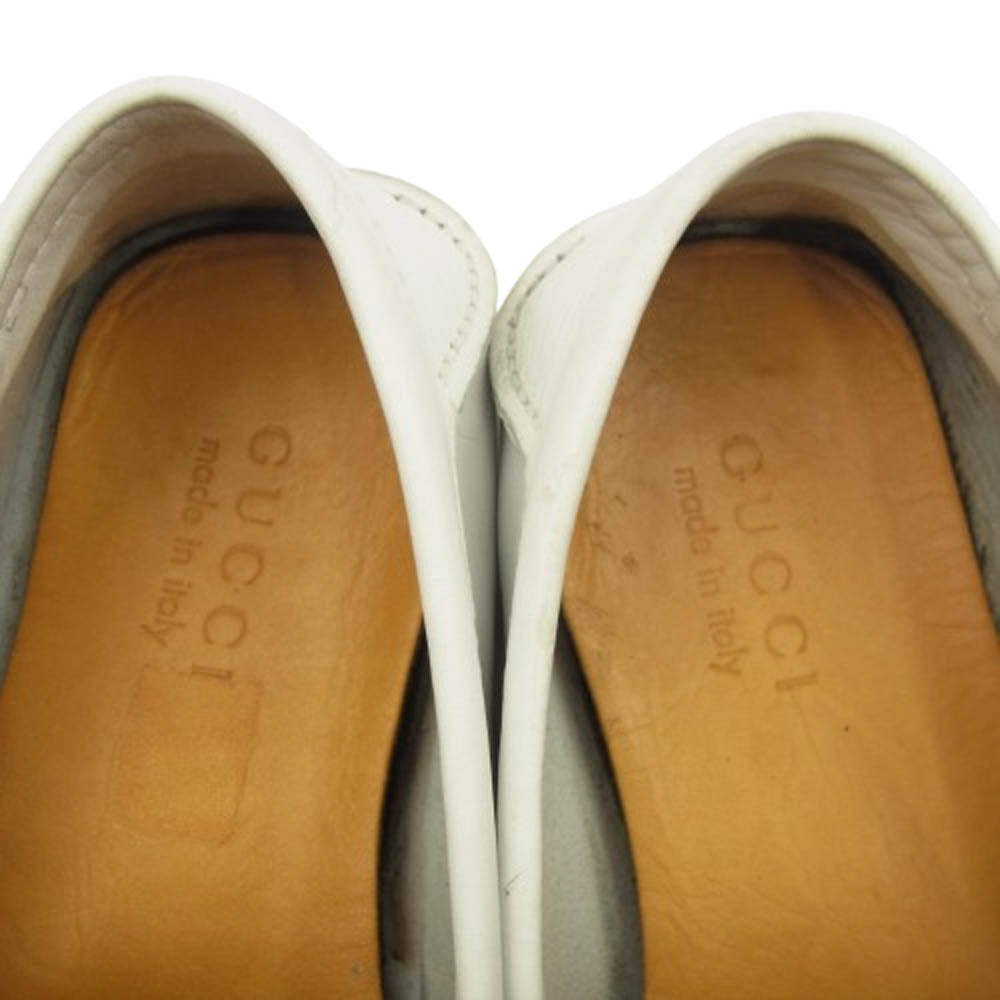 GUCCI グッチ 155991 レザー ドライビングシューズ ローファー ホワイト系 39.5【中古】