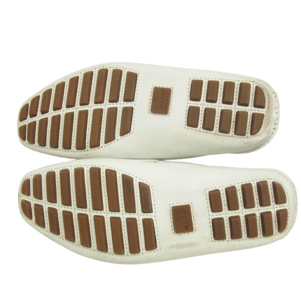 GUCCI グッチ 155991 レザー ドライビングシューズ ローファー ホワイト系 39.5【中古】
