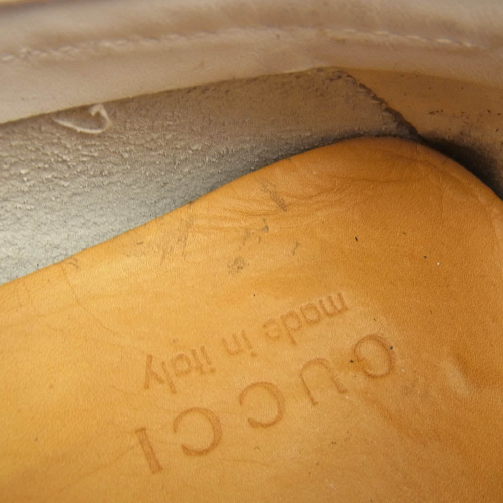 GUCCI グッチ 155991 レザー ドライビングシューズ ローファー ホワイト系 39.5【中古】