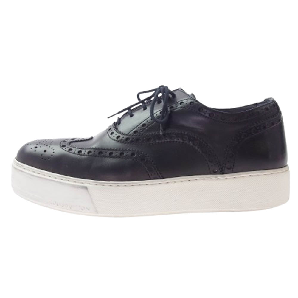 LOUIS VUITTON ルイ・ヴィトン FD0175 ウイングチップ レザー スニーカー シューズ ブラック系 7【中古】