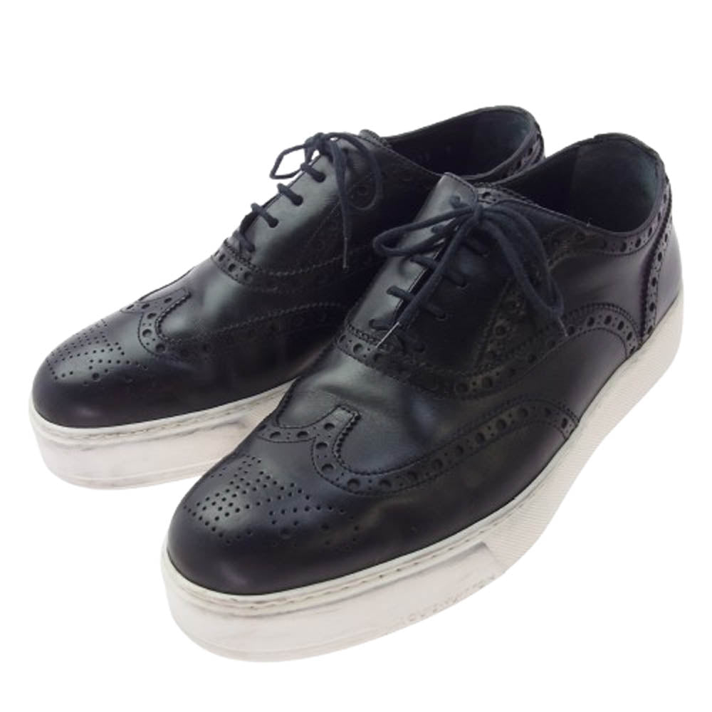 LOUIS VUITTON ルイ・ヴィトン FD0175 ウイングチップ レザー スニーカー シューズ ブラック系 7【中古】