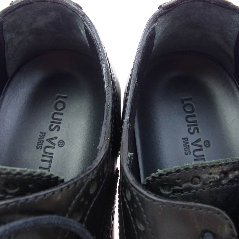 LOUIS VUITTON ルイ・ヴィトン FD0175 ウイングチップ レザー スニーカー シューズ ブラック系 7【中古】