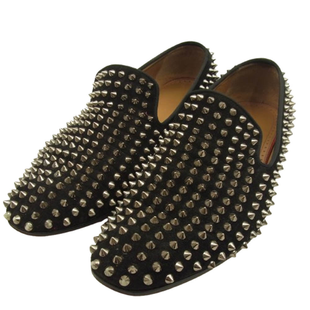 Christian Louboutin クリスチャンルブタン 1130462 ROLLERBOY SPIKES FLAT CALF ローラーボーイ スパイク スタッズ ローファー ブラック系 シルバー系 40【中古】