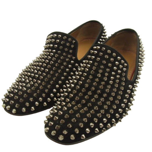 Christian Louboutin クリスチャンルブタン 1130462 ROLLERBOY SPIKES FLAT CALF ローラーボーイ スパイク スタッズ ローファー ブラック系 シルバー系 40【中古】