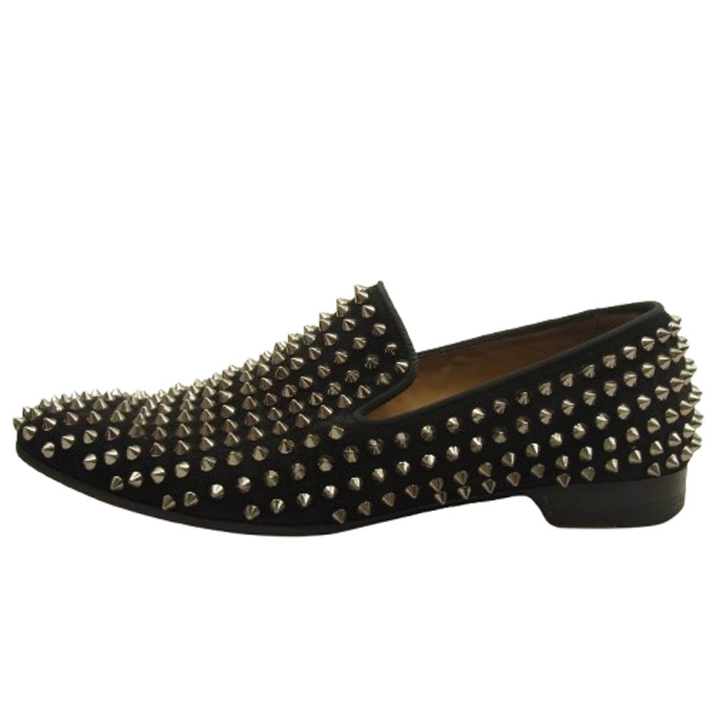 Christian Louboutin クリスチャンルブタン 1130462 ROLLERBOY SPIKES FLAT CALF ローラーボーイ スパイク スタッズ ローファー ブラック系 シルバー系 40【中古】