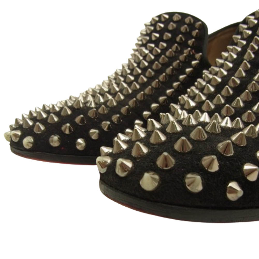 Christian Louboutin クリスチャンルブタン 1130462 ROLLERBOY SPIKES FLAT CALF ローラーボーイ スパイク スタッズ ローファー ブラック系 シルバー系 40【中古】