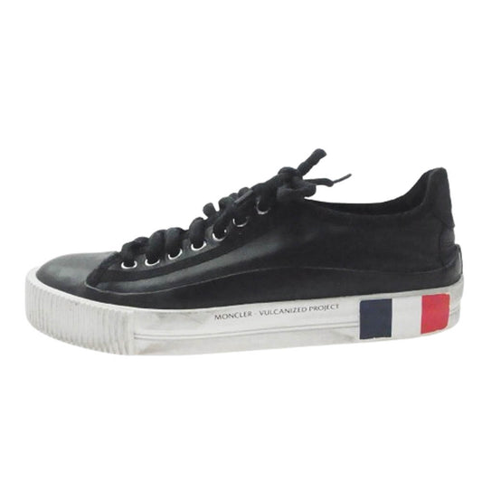MONCLER モンクレール GLISSIERE LOW TOP SNEAKERS レザー ローカット スニーカー ブラック系 41【中古】